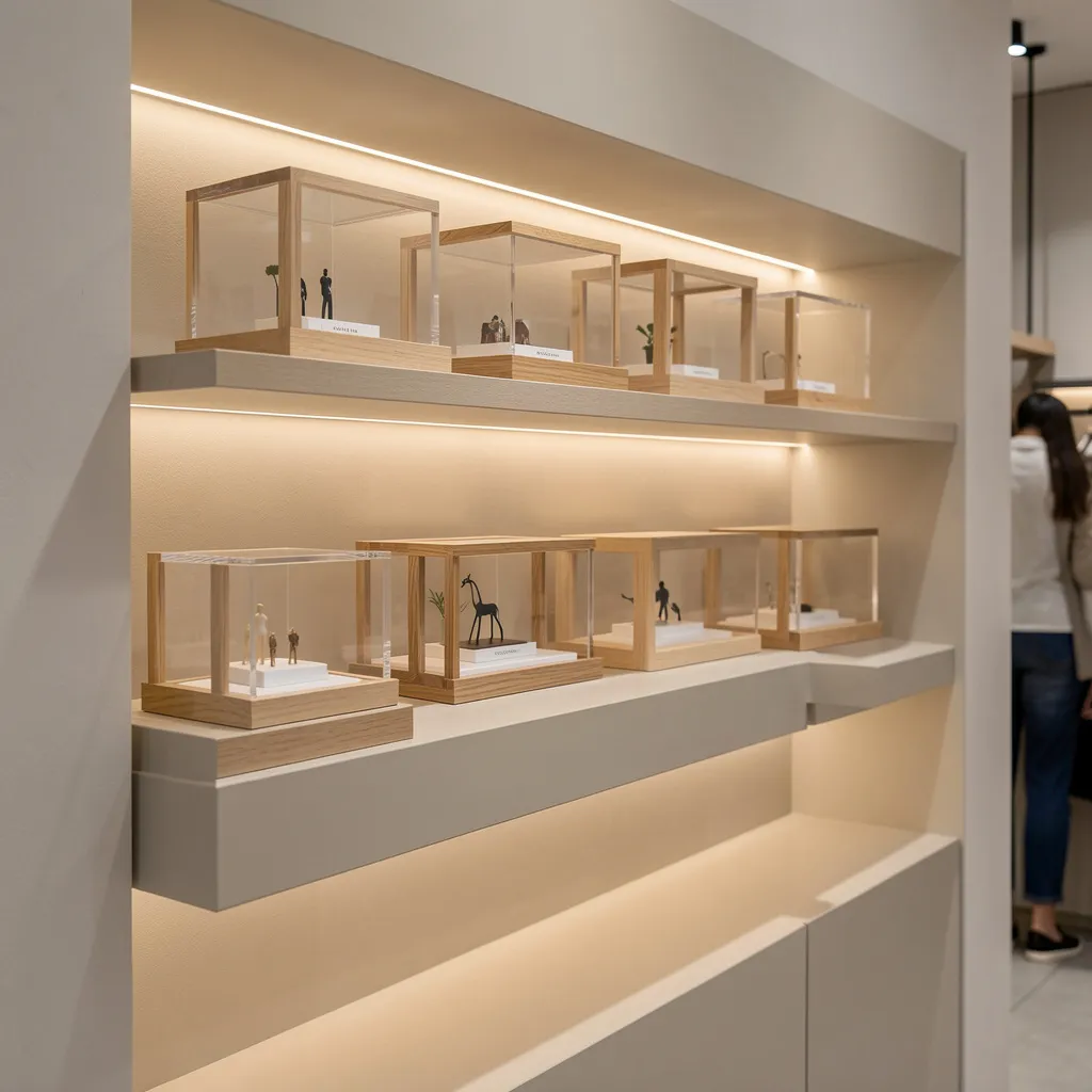 Artisan working on display case frame