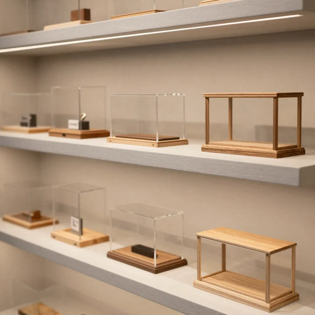 Modern acrylic display case with minimal frame