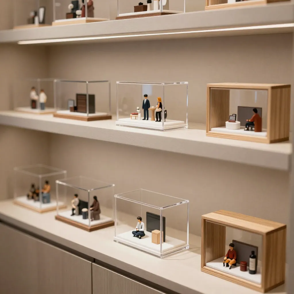 Modern acrylic display case line
