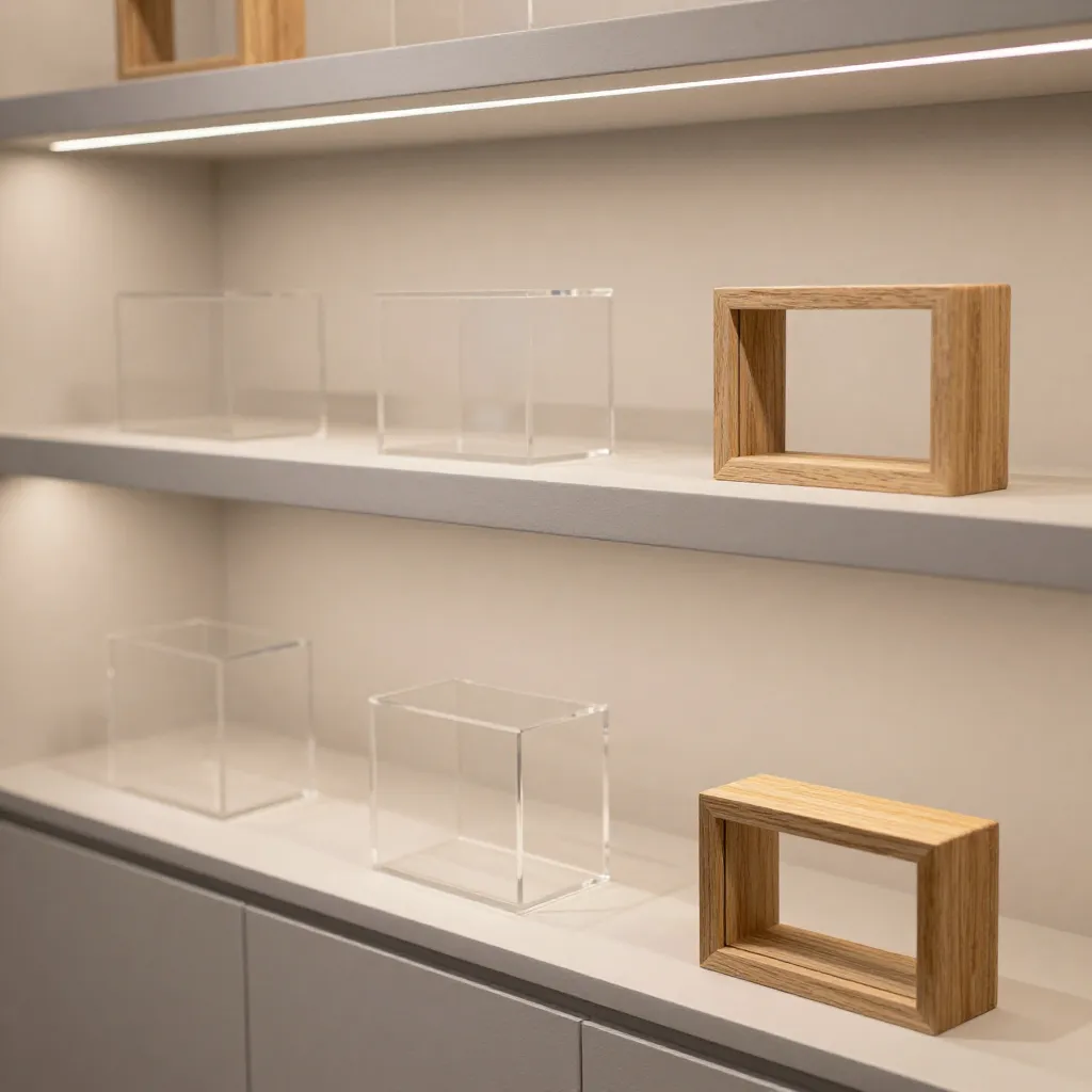 Large wood display case for multiple miniatures