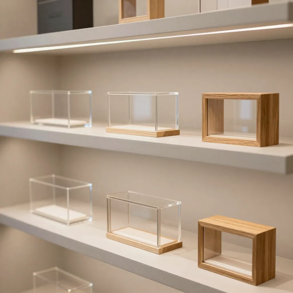 Tempered glass panel and wood frame detail